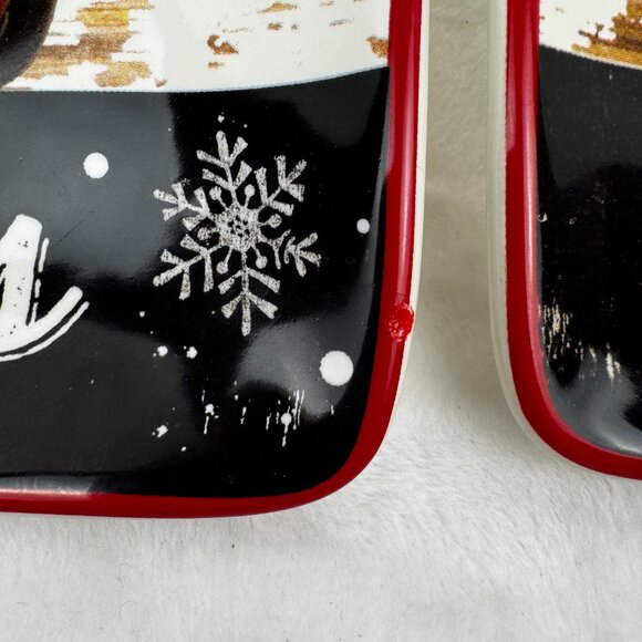 2 Geoffrey Allen 2014 Sleigh Bell 8.5" Square Plates by Certified Internat READ - Picture 4 of 13